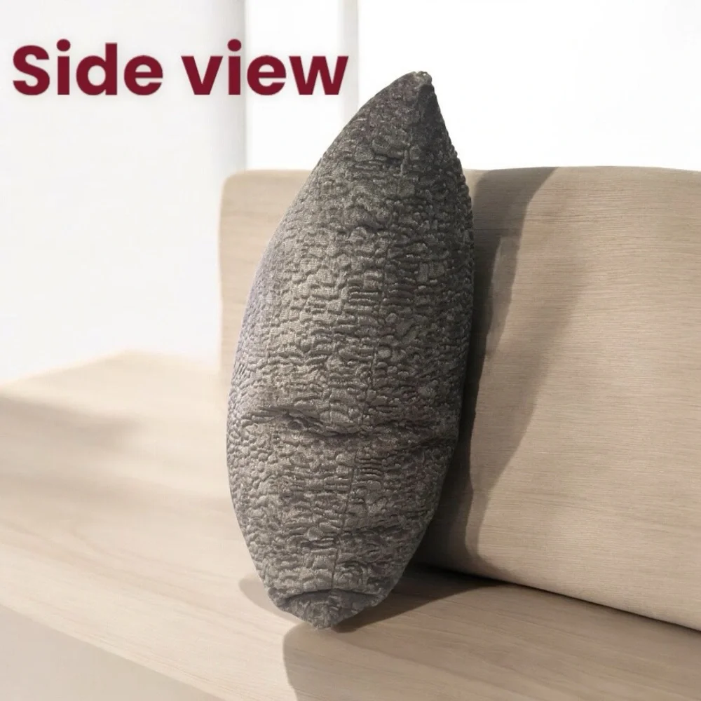 Set of 2 Custom 19” Gray Chenille Pillows, Down-Filled, Zipper Closure